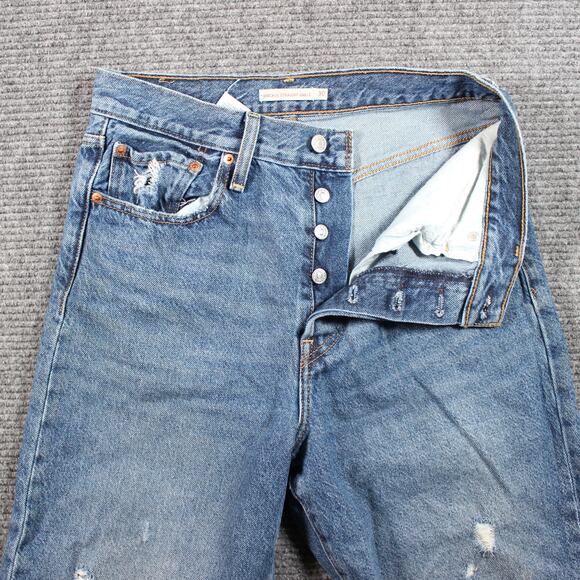 Levi’s Jeans Womens 30x27 Blue Ribcage Straight Ankle High Rise Distressed - Picture 4 of 11